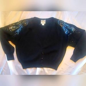 Vintage 80's going out black  high class fancy statement cardigan  in a medium